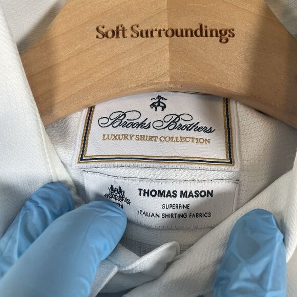 Brooks Brothers Thomas Mason Button Down Shirt Men's 36/16H Regent Fit White - Picture 3 of 7